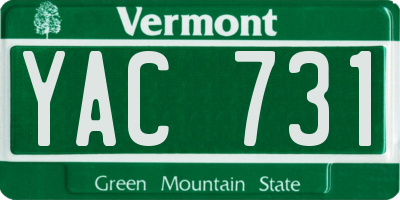 VT license plate YAC731