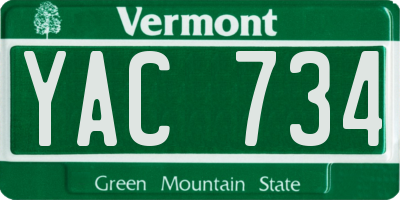 VT license plate YAC734