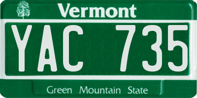 VT license plate YAC735