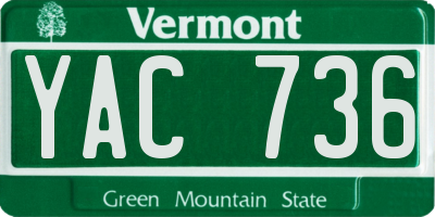 VT license plate YAC736
