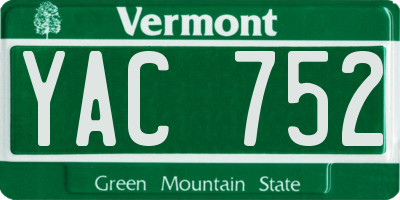 VT license plate YAC752