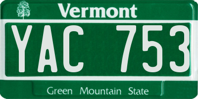 VT license plate YAC753