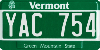 VT license plate YAC754