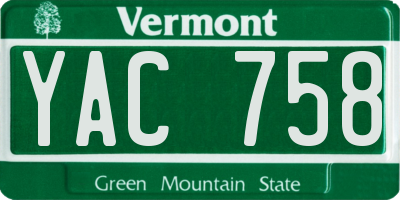 VT license plate YAC758