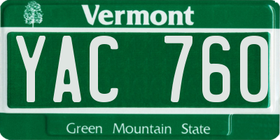 VT license plate YAC760