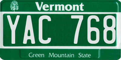 VT license plate YAC768