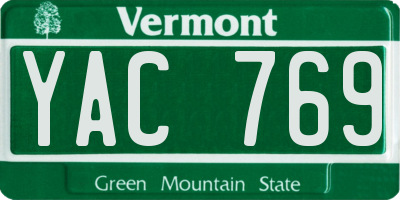 VT license plate YAC769
