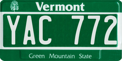 VT license plate YAC772