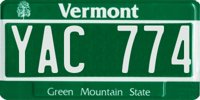 VT license plate YAC774