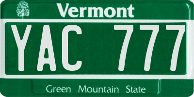 VT license plate YAC777
