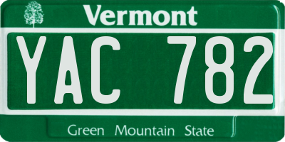 VT license plate YAC782