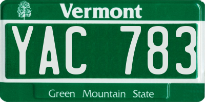 VT license plate YAC783