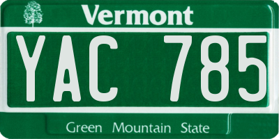 VT license plate YAC785