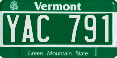 VT license plate YAC791
