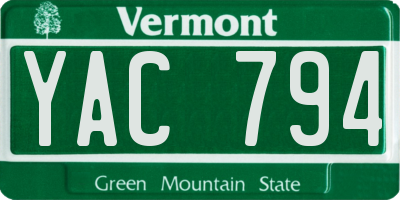 VT license plate YAC794