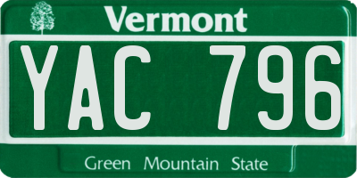 VT license plate YAC796