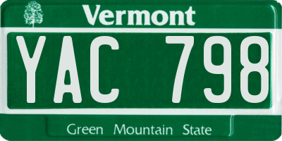 VT license plate YAC798