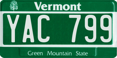 VT license plate YAC799