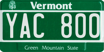 VT license plate YAC800