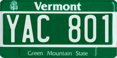 VT license plate YAC801