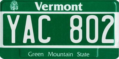 VT license plate YAC802