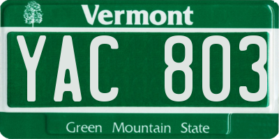 VT license plate YAC803