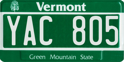 VT license plate YAC805