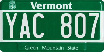 VT license plate YAC807