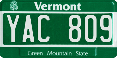 VT license plate YAC809