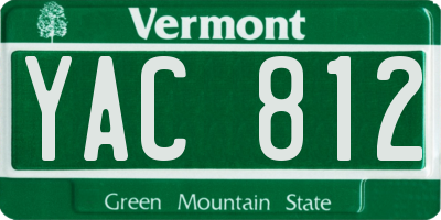 VT license plate YAC812