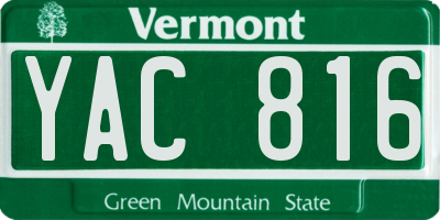 VT license plate YAC816