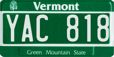 VT license plate YAC818