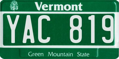 VT license plate YAC819