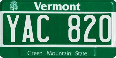 VT license plate YAC820