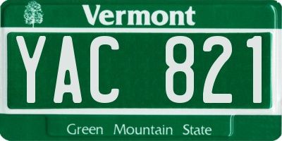 VT license plate YAC821