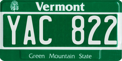 VT license plate YAC822
