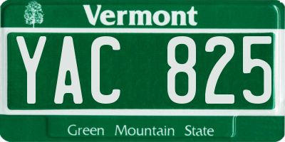 VT license plate YAC825