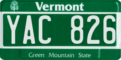 VT license plate YAC826