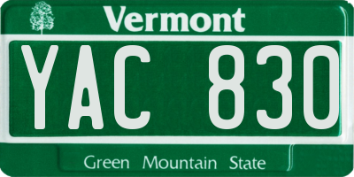 VT license plate YAC830