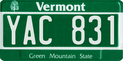 VT license plate YAC831