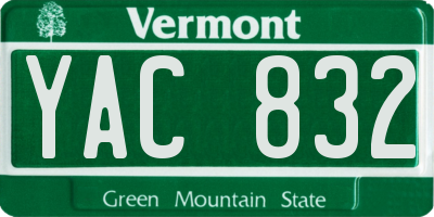 VT license plate YAC832