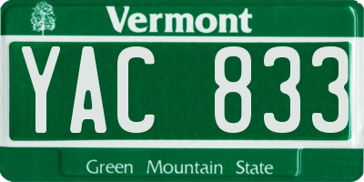 VT license plate YAC833