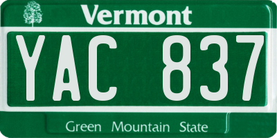 VT license plate YAC837