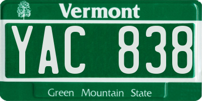 VT license plate YAC838