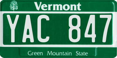 VT license plate YAC847