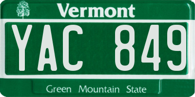 VT license plate YAC849