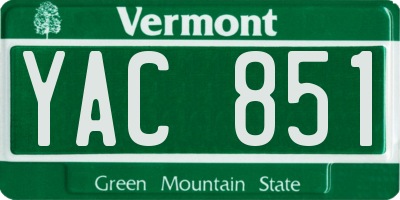 VT license plate YAC851