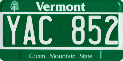 VT license plate YAC852