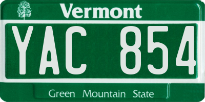 VT license plate YAC854