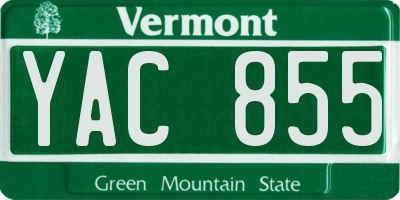 VT license plate YAC855